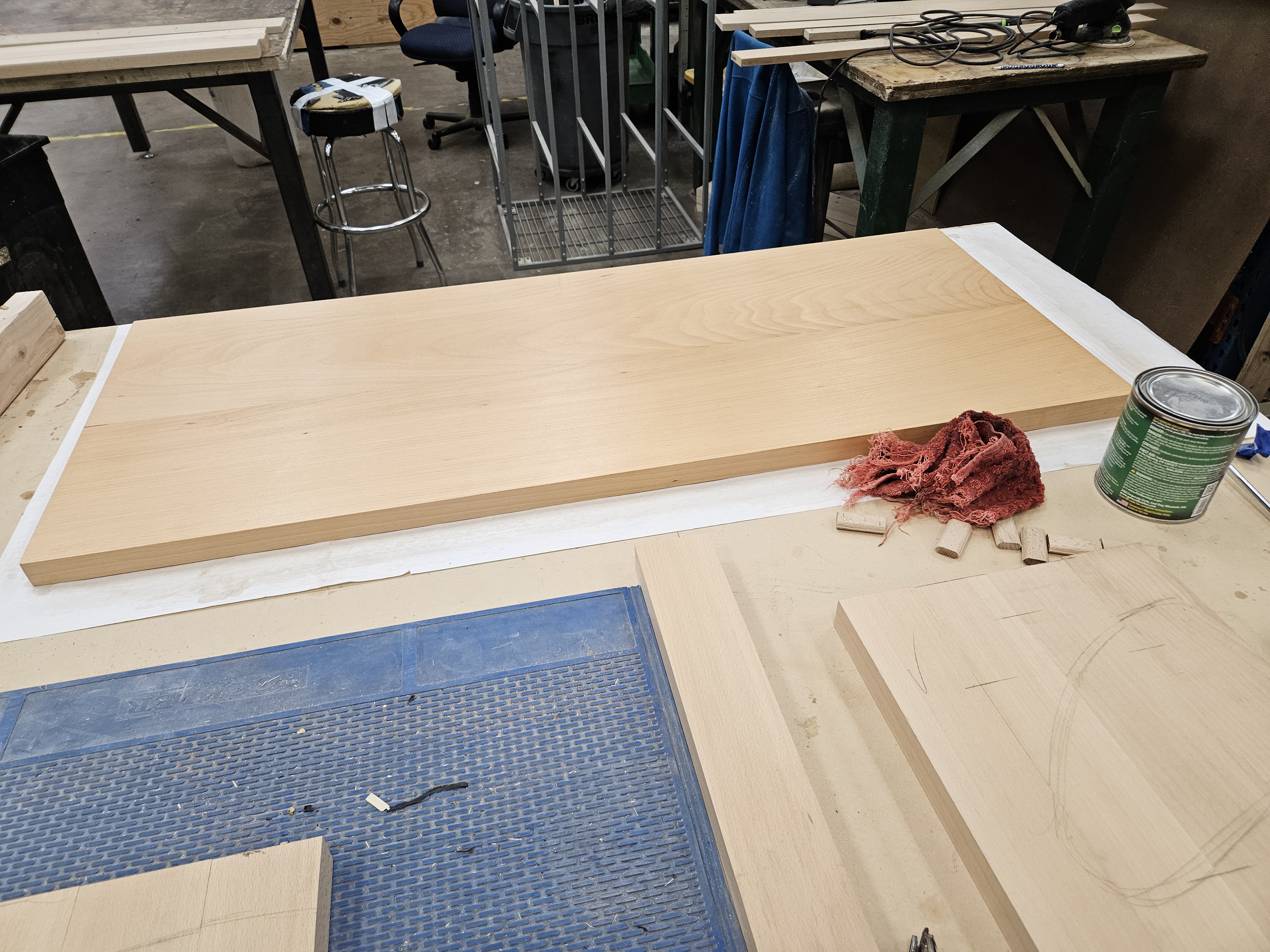Glued up Beech wood table top